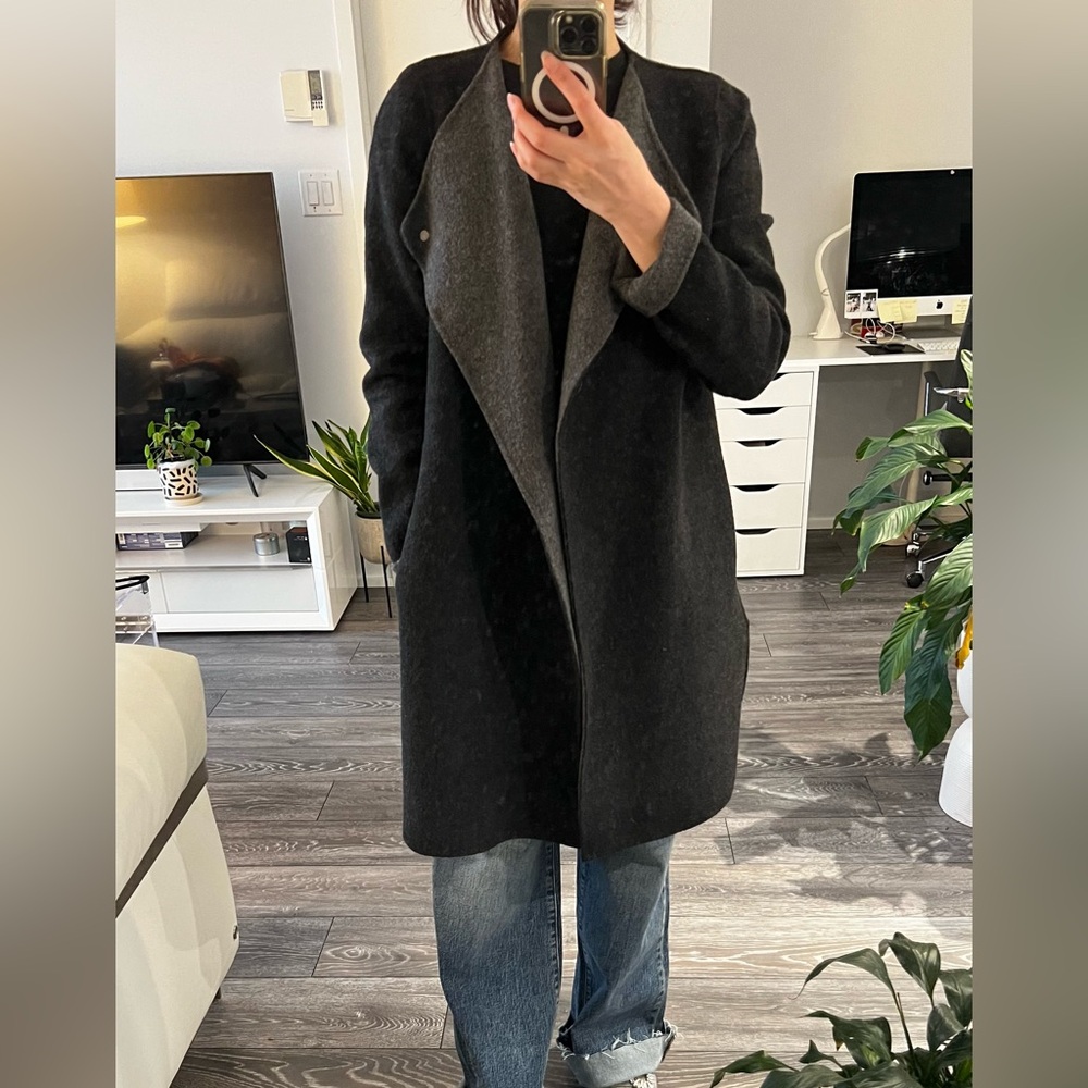 Vince Two-Tone Charcoal Wool Coat